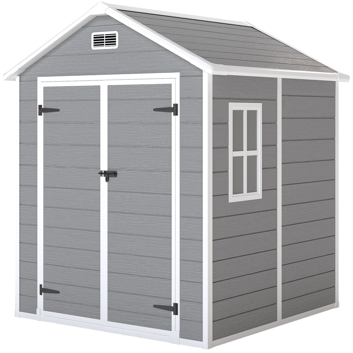 Abri de jardin en résine 2,7 m² avec plancher portes à loquet 3 fenêtre structure en aluminium 240 x 190 x 228 cm gris-0
