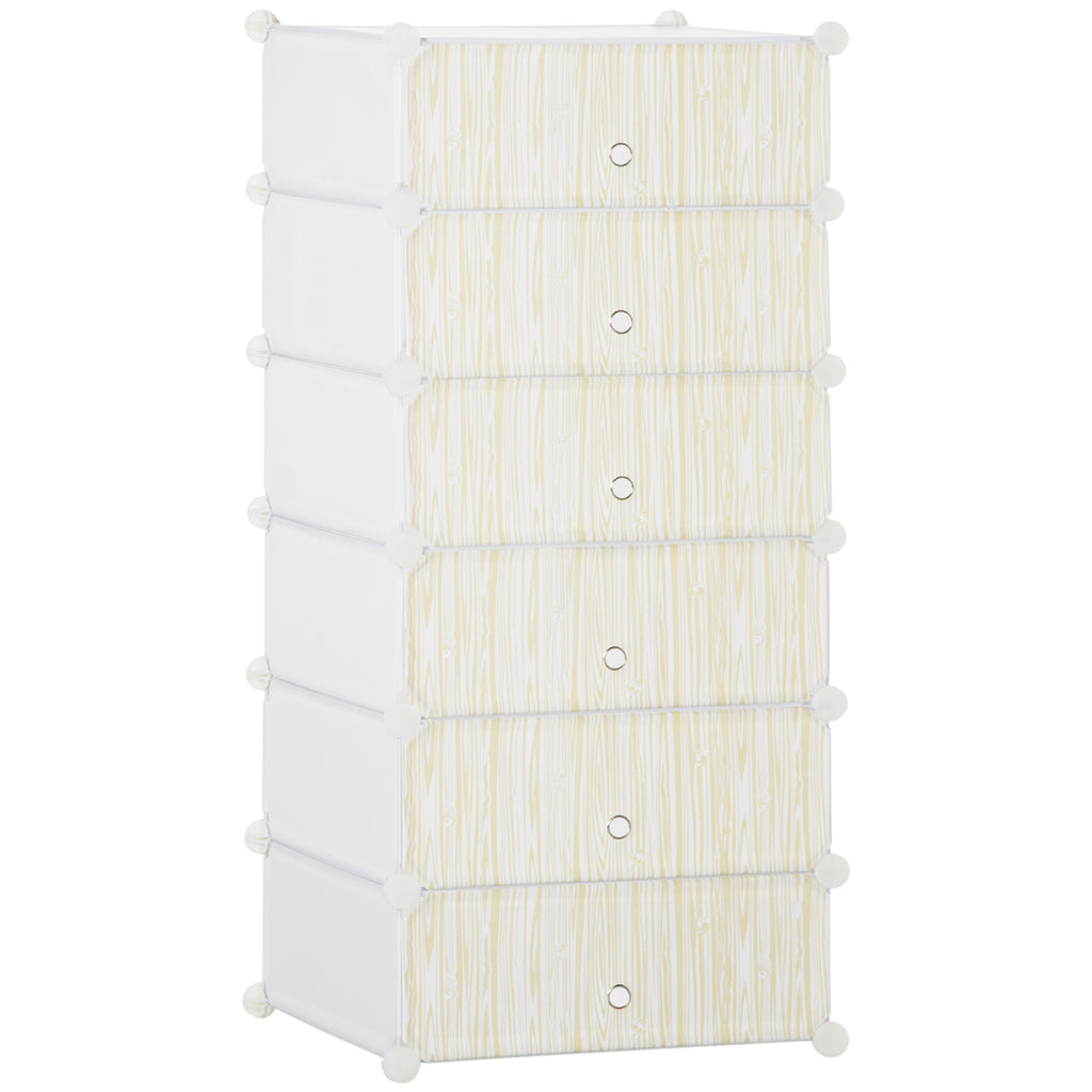 Armoire à chaussures modulable, meuble de rangement avec 6 cubes empilable en plastique, 49 x 36,5 x 108 cm blanc-0