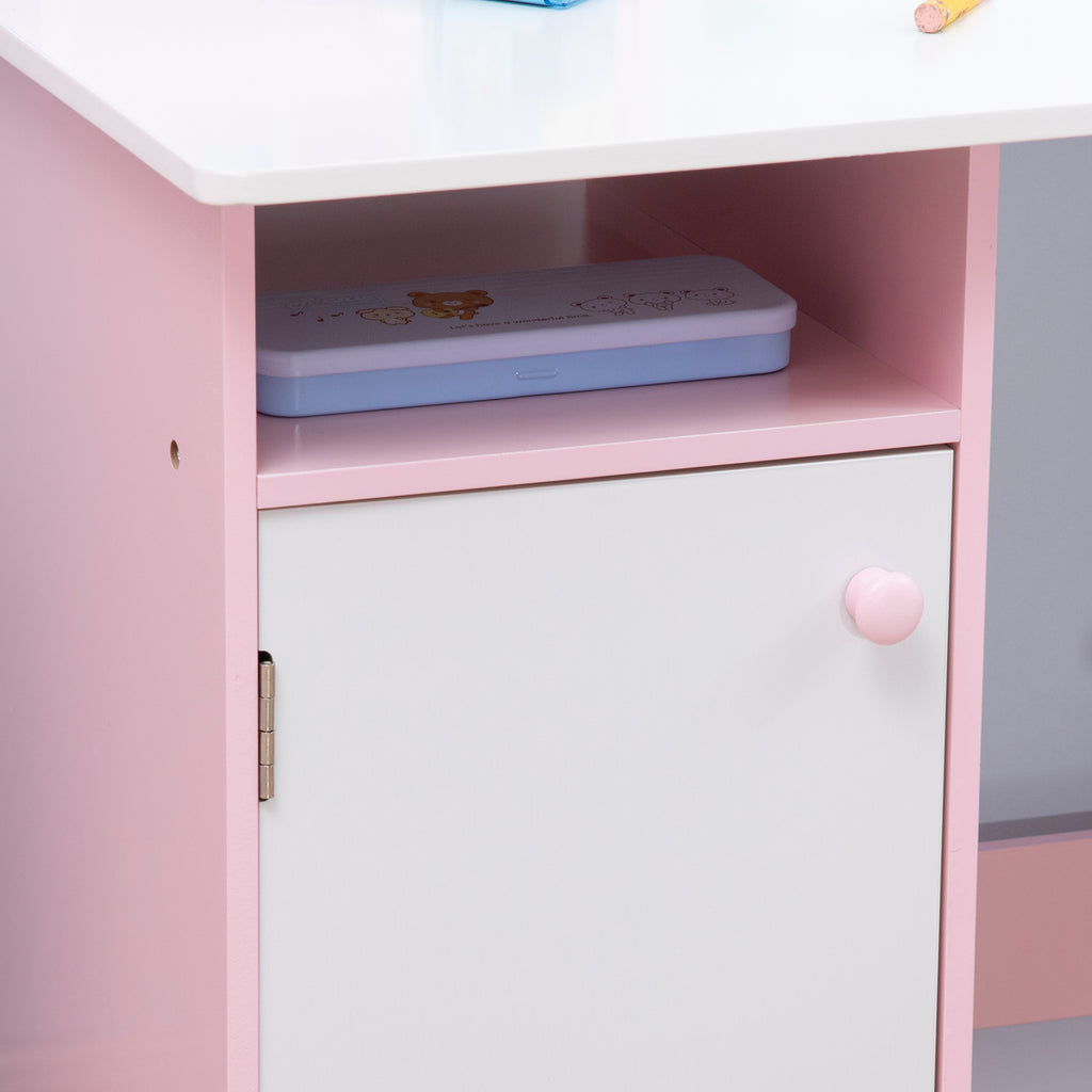 Ensemble table et chaise pour enfant avec tableau blanc - bureau pour enfant +5 ans - 90L x 45l x 85H cm rose-6