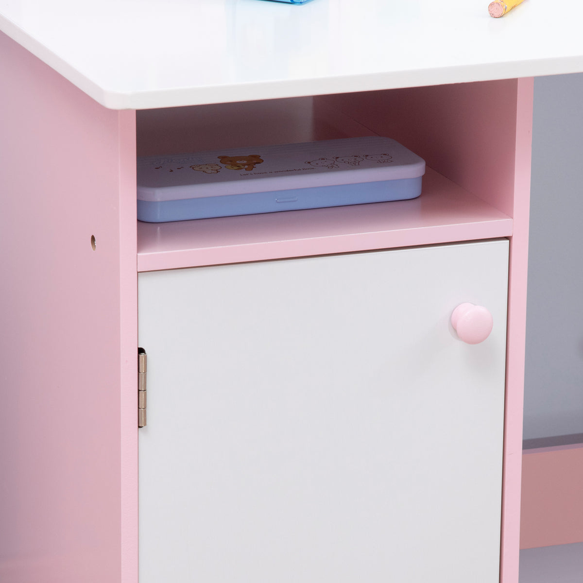 Ensemble table et chaise pour enfant avec tableau blanc - bureau pour enfant +5 ans - 90L x 45l x 85H cm rose-6