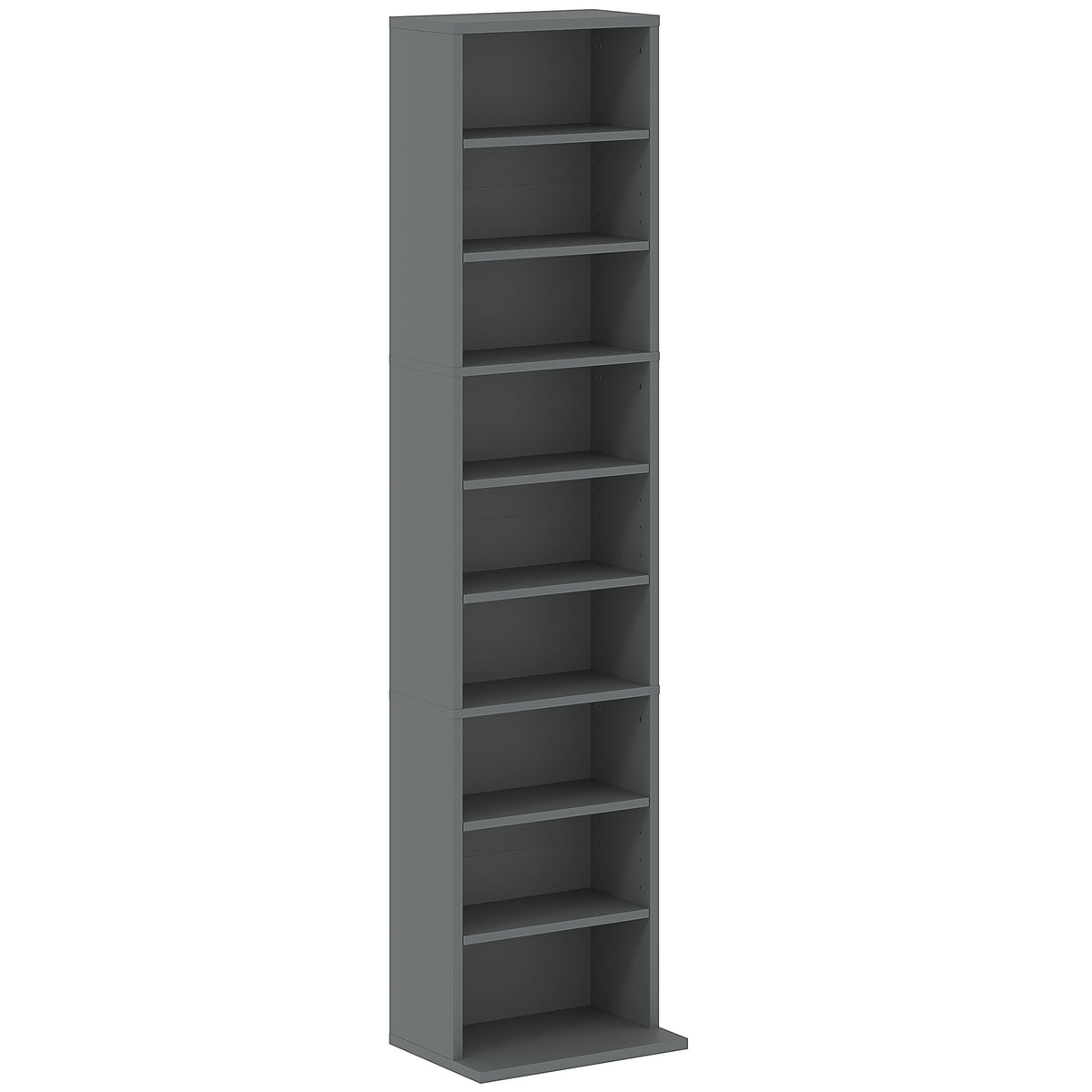 Rangements pour CD et DVD 9 compartiments et 6 étagères réglables capacité max. 260 CD/120 DVD 33 x 24 x 140 cm gris-0