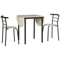 Ensemble table ovale extensible et 2 chaises - table à rabats - métal et MDF - noir et naturel-0