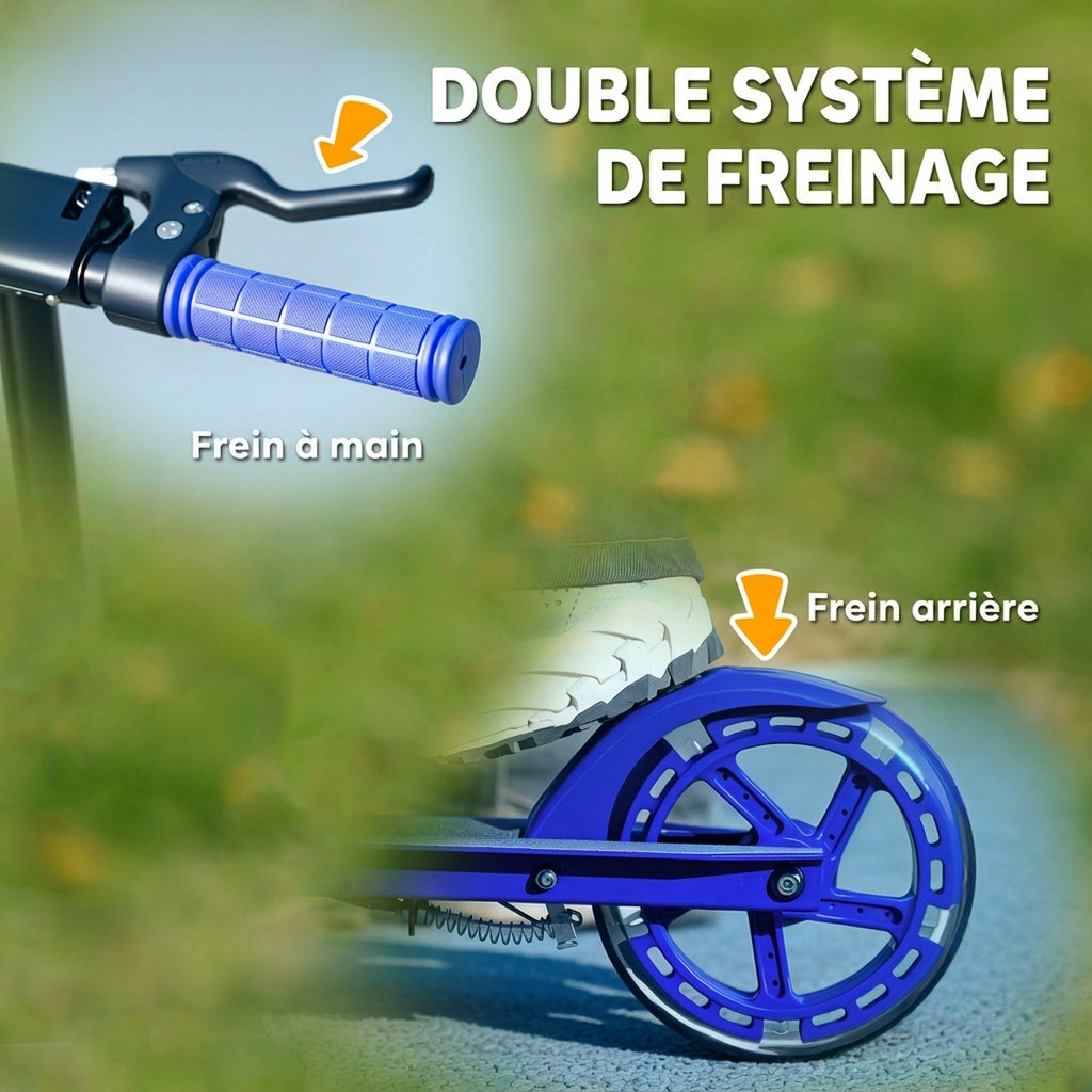Trottinette enfants 3 à 8 ans, trottinette pliable à 2 roues LED roues lumineuses, 4 réglages en hauteur, bleu-5