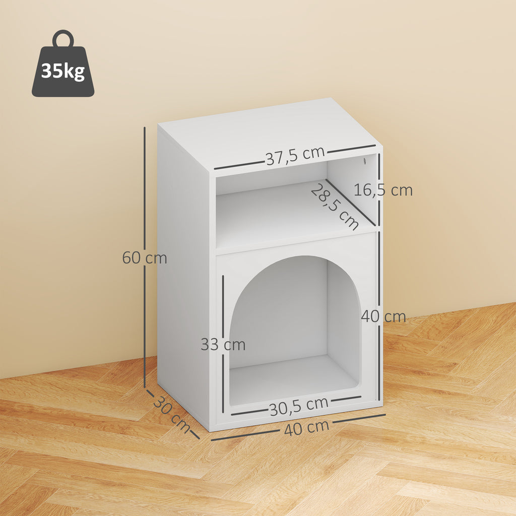 Lot de 2 tables de chevet, table de nuit avec compartiments ouverts, design arqué, 40 x 30 x 60 cm, blanc-2