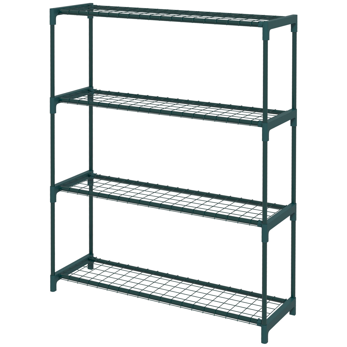 Étagère à fleurs supports porte plante 4 niveaux, intérieur et extérieur en acier, dim. 89L x 28l x 107H cm, vert-0