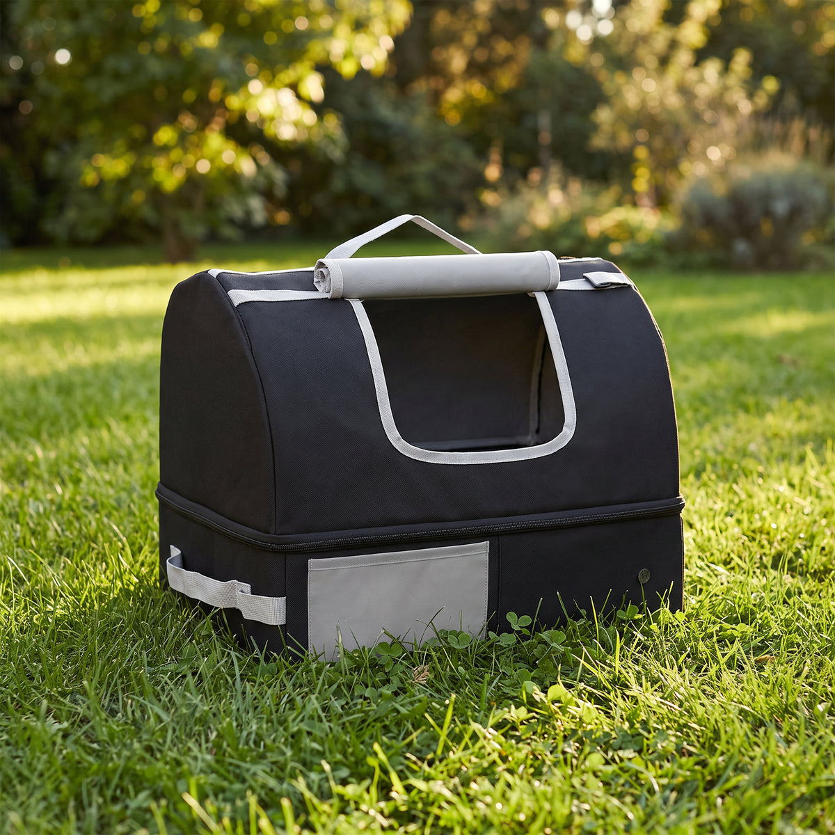Bac à Litière Pliable Litière Voyage Chat Portable Couvercle Zippé Oxford 600D Imperméable Anti-Fuite 43x33x34cm Noir-1