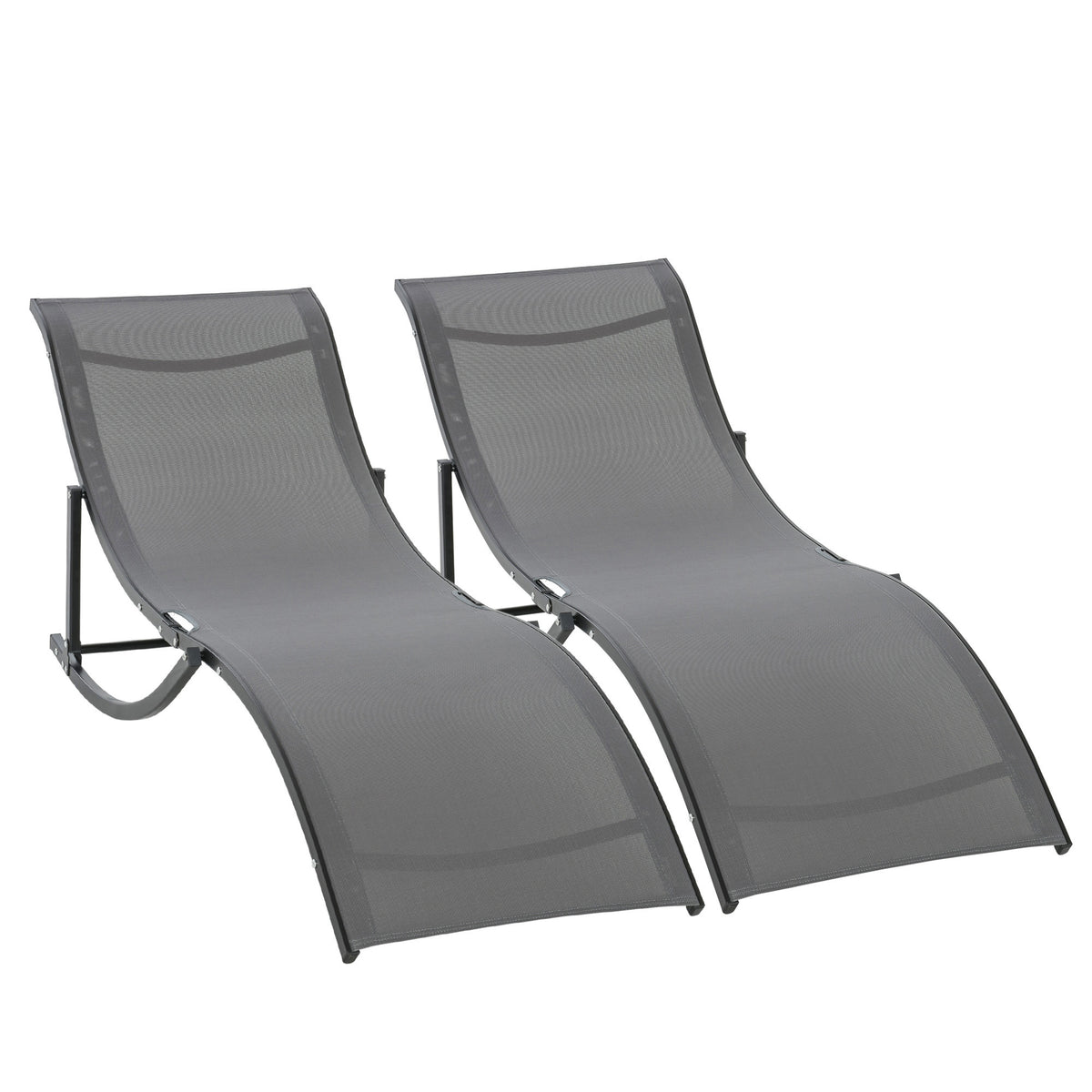 Lot de 2 bains de soleil pliables, chaise longue jardin extérieur en aluminium et textilène anthracite-7