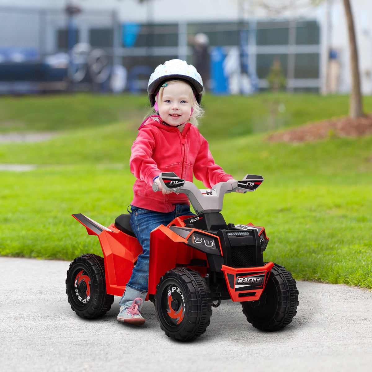 Quad électrique pour enfants véhicule à batterie 6V avec marche avant et arrière 70L x 41,5l x 48,5H cm Rouge-1