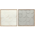 Lot de 2 tableaux abstraits 3D, décoration murale en bois géométrique, pour salon, chambre, bureau, 80 x 80 cm, blanc-0