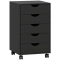 Caisson bureau mobile, meuble rangement bureau sur roulettes, 5 tiroirs, 40 x 40 x 67 cm, noir-0