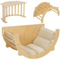 3 en 1 Arche d'escalade fauteuil à bascule et table de jeu coussin, en bois naturel, pour enfants de 18 à 48 mois-0