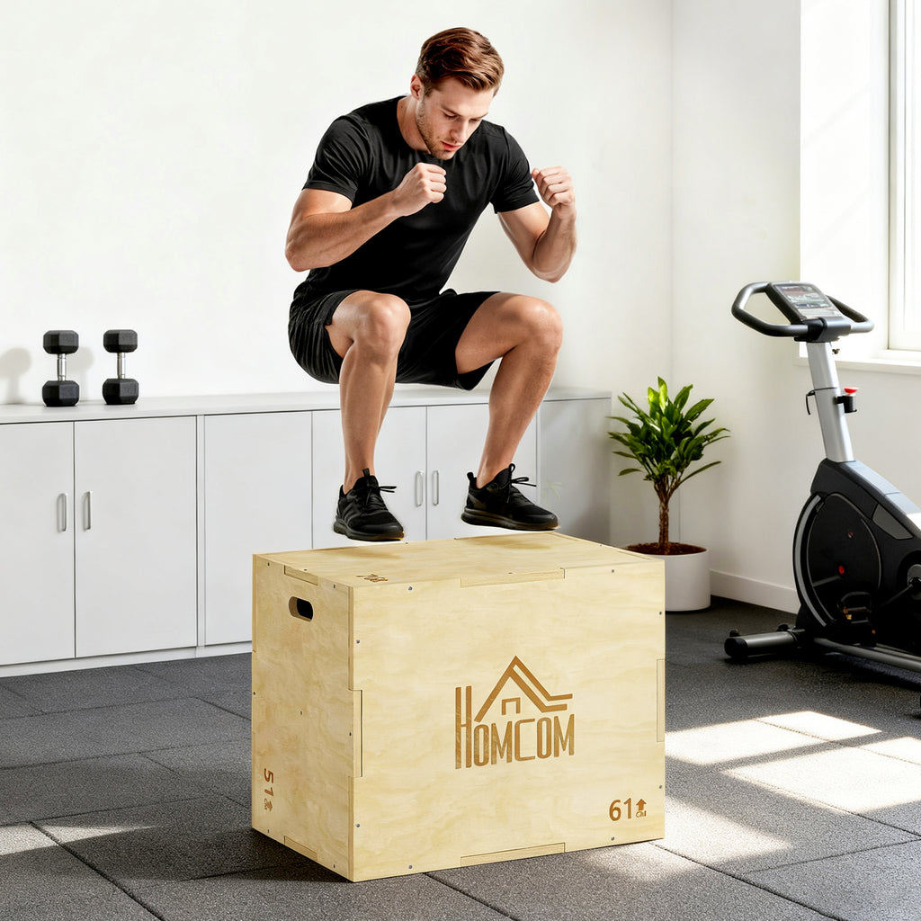 Box Jump pliométrie 3 en 1 appareil musculation fitness entraînement croisé plyobox pour box training 51/61/76cm en bois-1