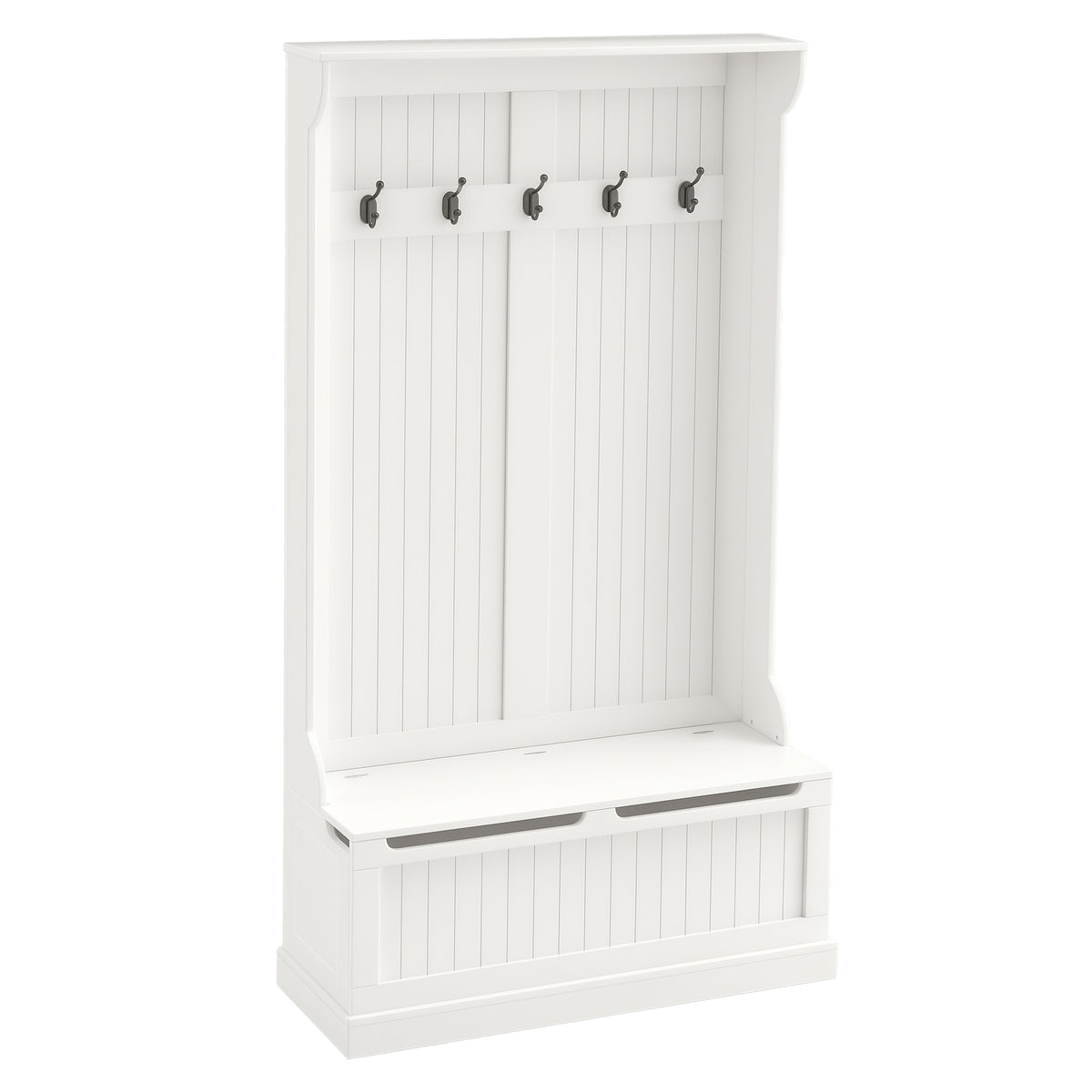 Meuble d'entrée avec banc porte manteaux 3 en 1 5 crochets banc de rangement pour salon couloir 96 x 34 x 179,7 cm crème-0