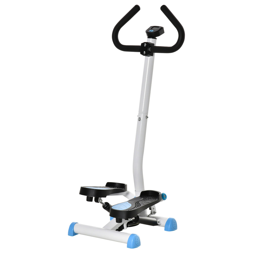 Stepper avec Guidon, Stepper Twist, Écran LCD, Résistance Réglable, Exercice Hanches, Jambes, Lombes, pour Maison, Acier, Blanc, Bleu, Noir-0