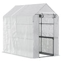 Serre de jardin PE avec étagère 2 niveaux, serre de balcon, bâche renforcée 140 g/m², acier, porte zippée-0