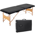 Table de massage pliante, lit de massage 2 zones 186 x 60 cm portable, hauteur réglable noir-0