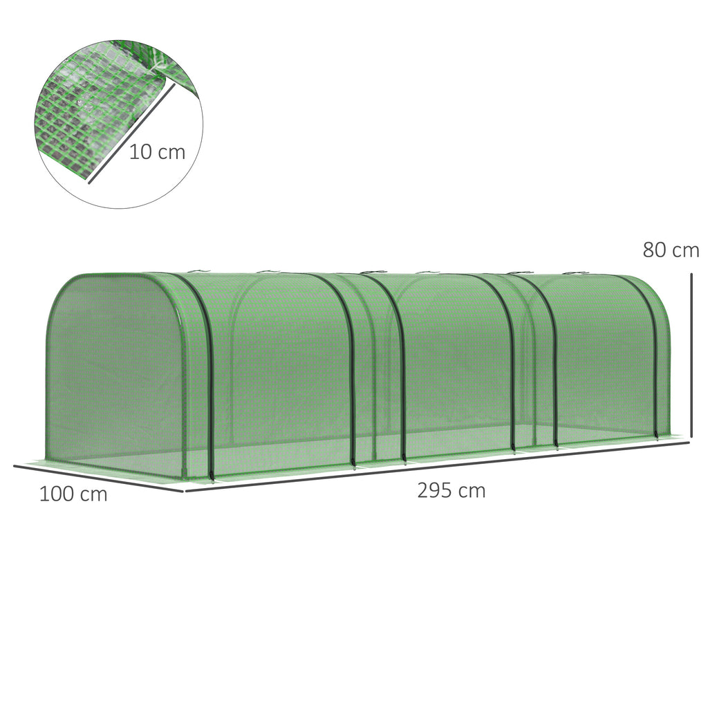 Mini Serre de Jardin Serre à tomates 3L x 1l x 0,8H m Acier PE Haute densité 140 g/m² Anti-UV 3 fenêtres Vert-2