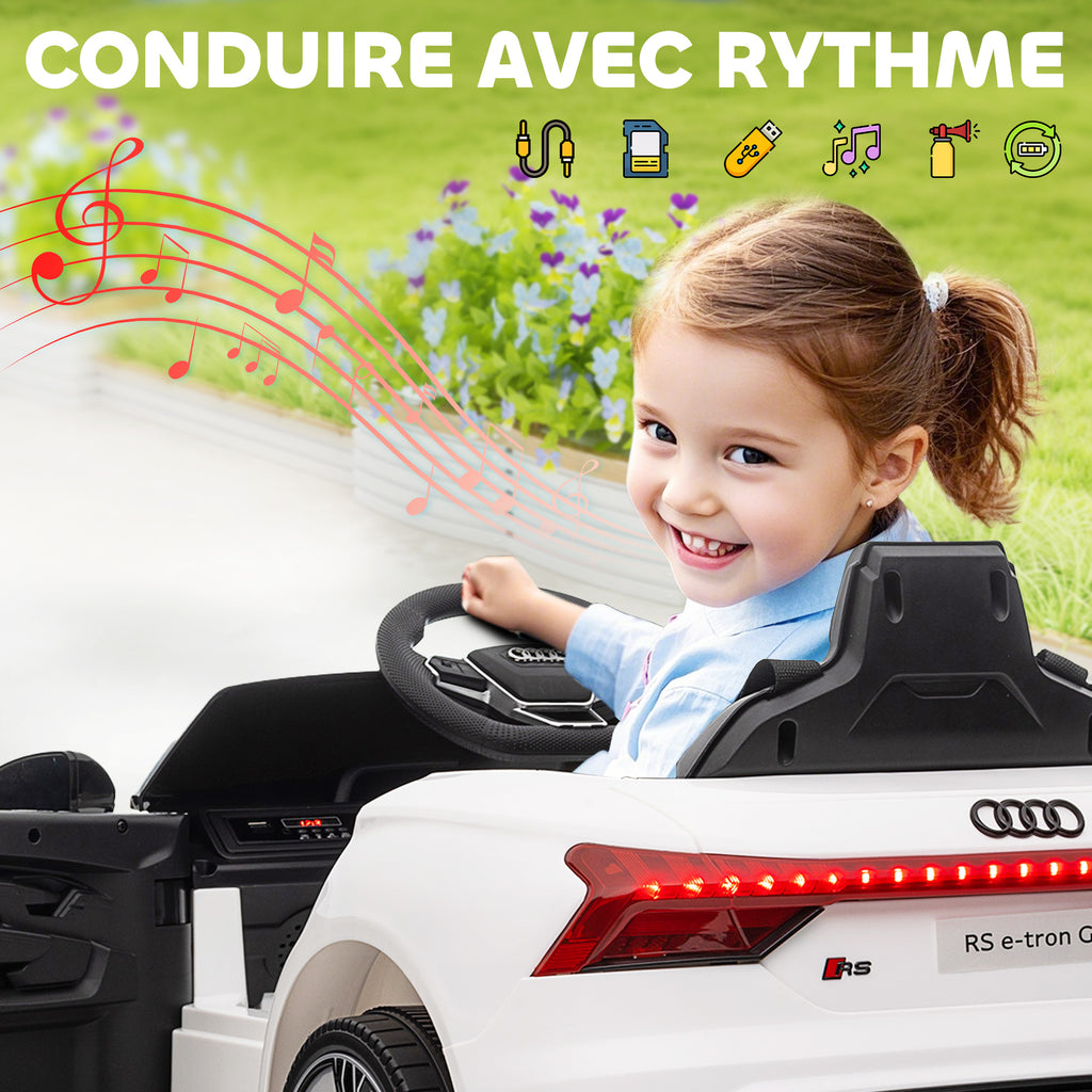 Voiture électrique enfant 12 V - véhicule électrique avec télécommande parentale fournie - V. Max. 5 Km/h - effets sonores, lumineux - Audi RS E-tron GT blanc-7