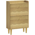 Meuble à chaussures 12 paires, armoire à chaussures étroite, 2 tiroirs rabattables étagères réglables, 60x24x92cm, chêne-0