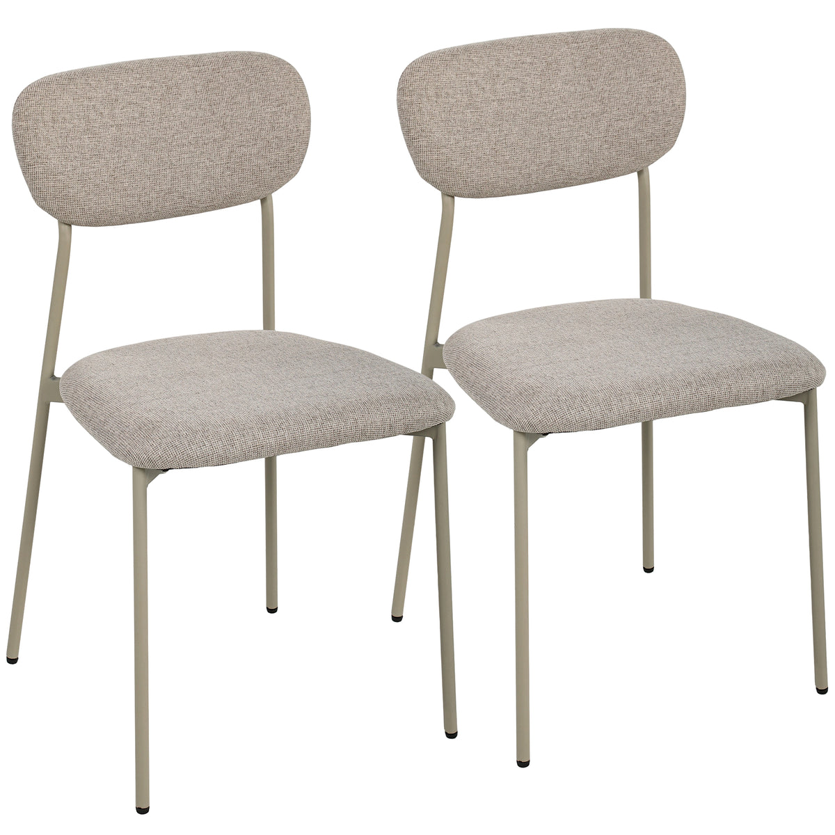 Lot de 2 chaises de salle à manger modernes, chaises de cuisine empilables en tissu effet lin, marron clair-0