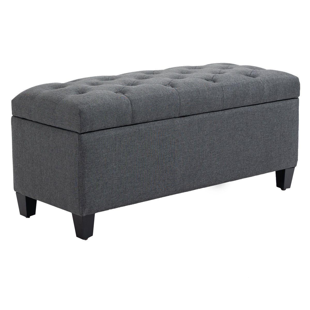 Banc de rangement pouf salon bout de lit coffre de rangement pour salon, chambre, entrée, 100 x 40 x 44 cm, gris foncé-0
