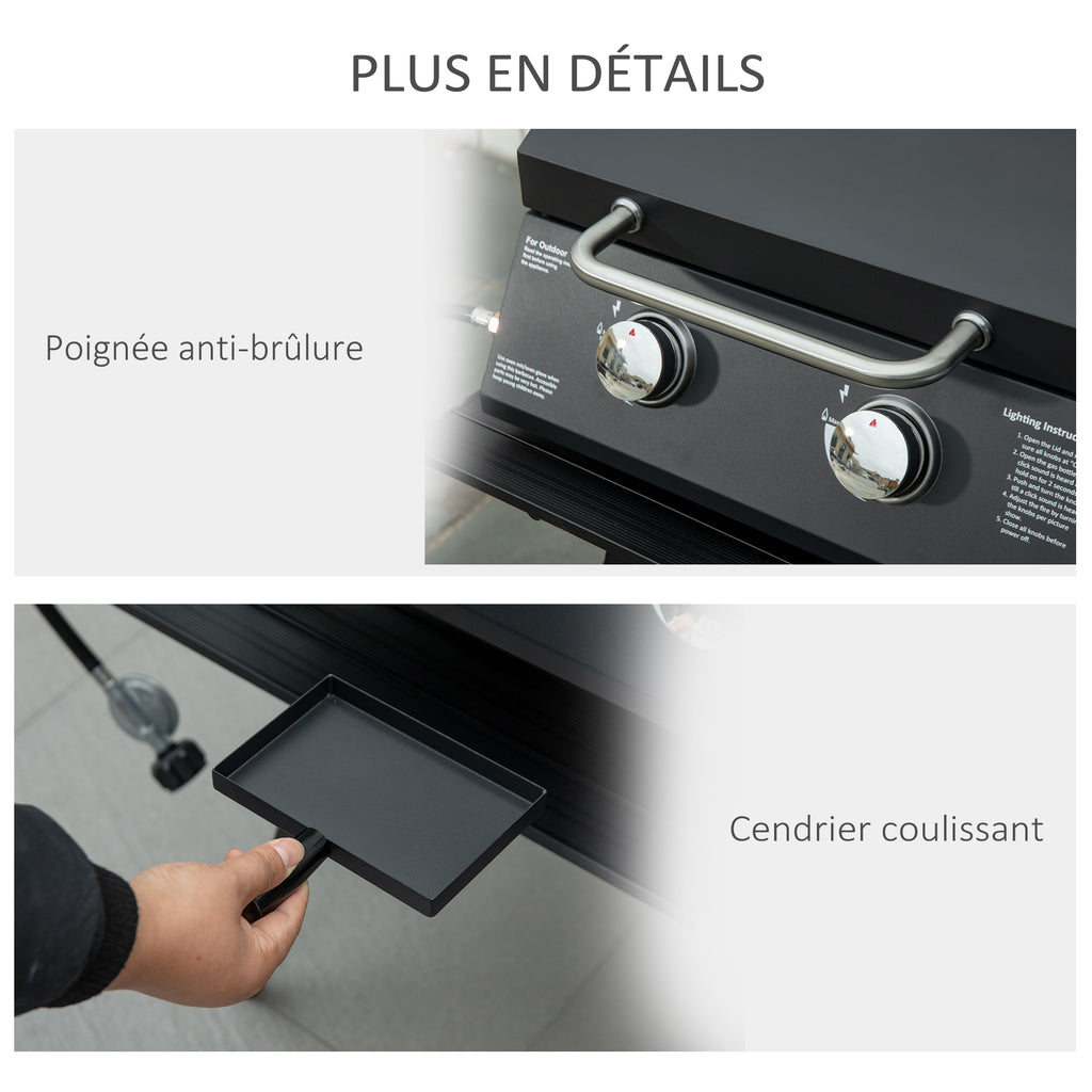 Barbecue gaz de Table transportable Pieds Pliables - 2 brûleurs 5 KW - Barbecue gaz de Camping - Grille de-5