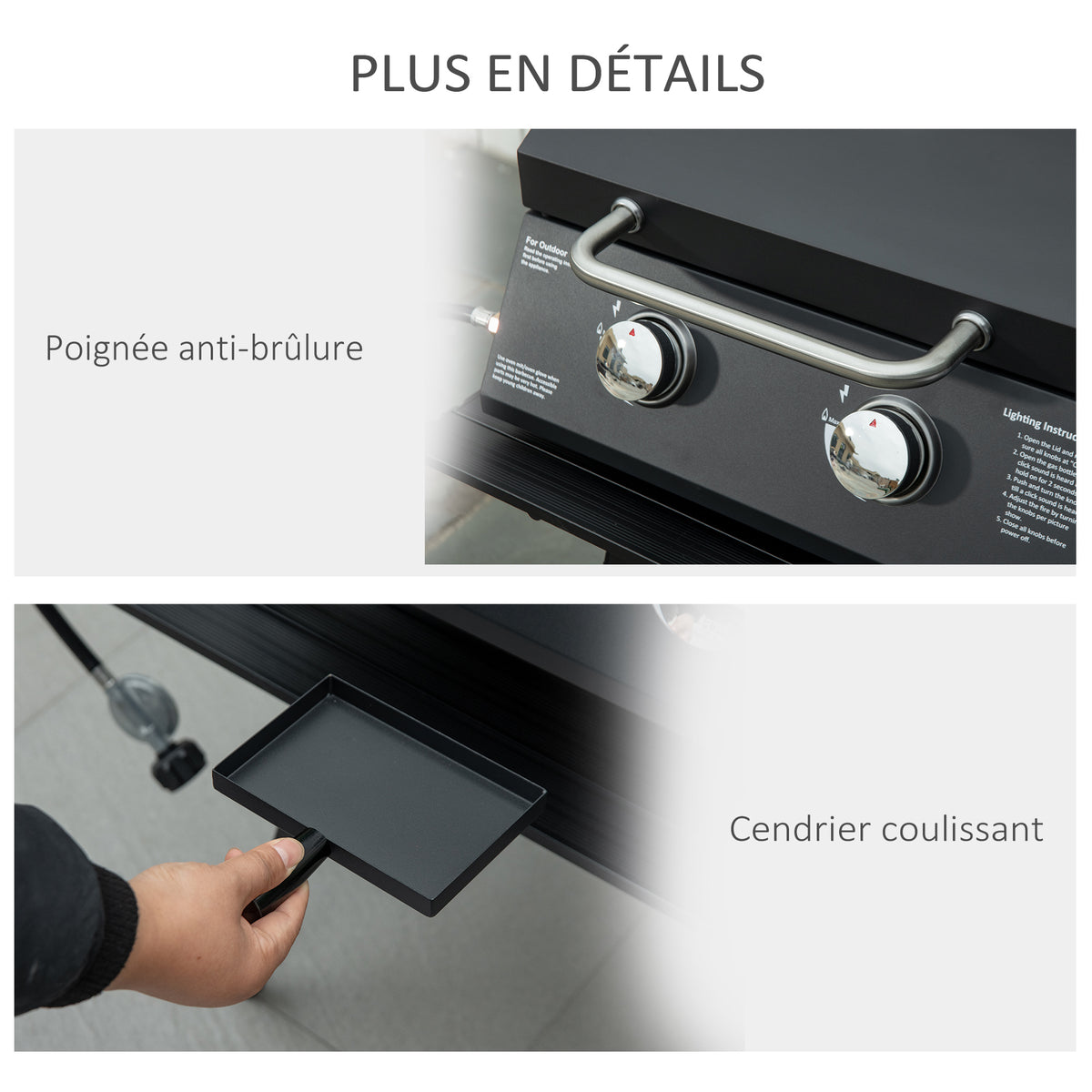 Barbecue gaz de Table transportable Pieds Pliables - 2 brûleurs 5 KW - Barbecue gaz de Camping - Grille de-5