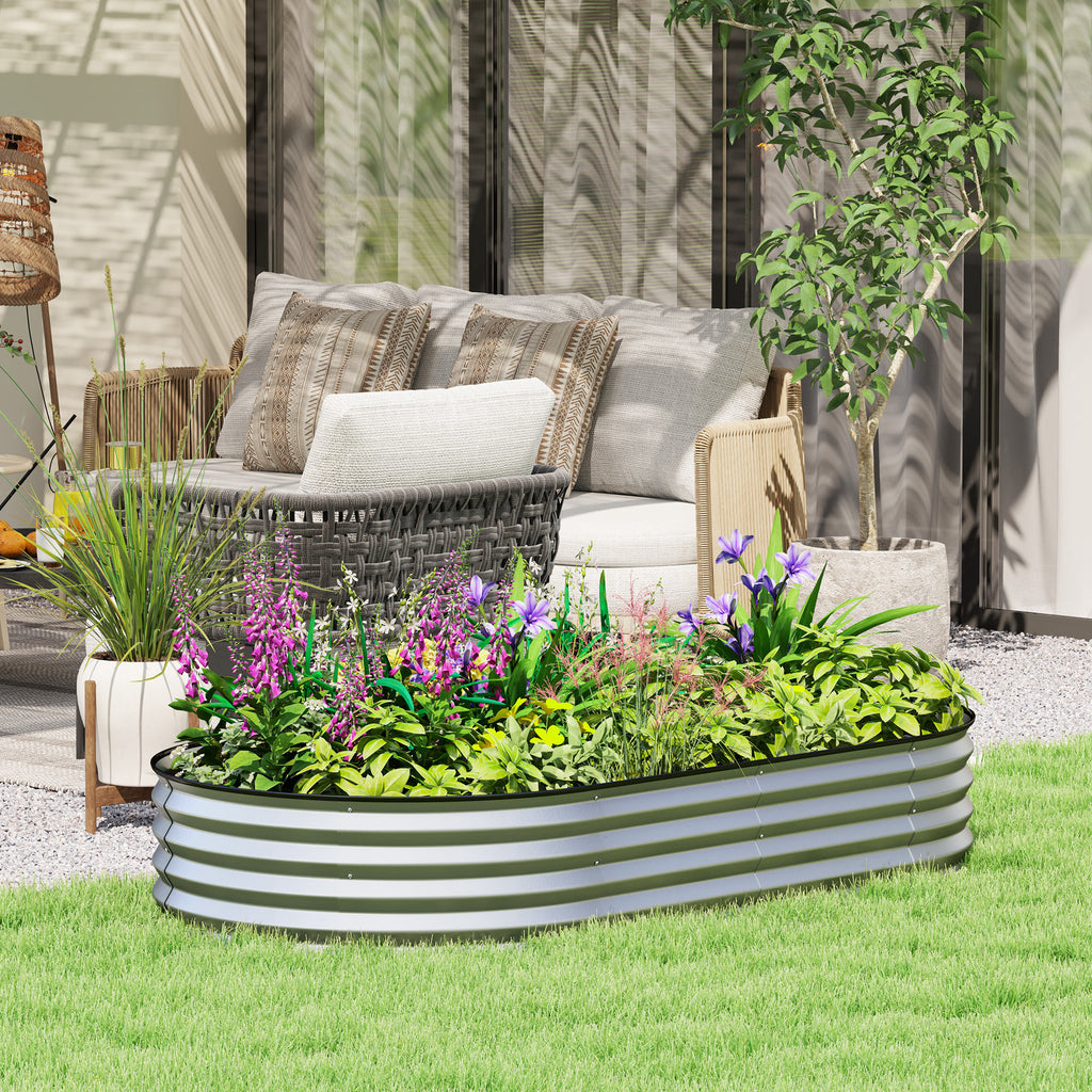 Jardinière surélevée galvanisée en acier lit de jardin bordure caoutchouc 181 x 93 x 30 cm argent-1