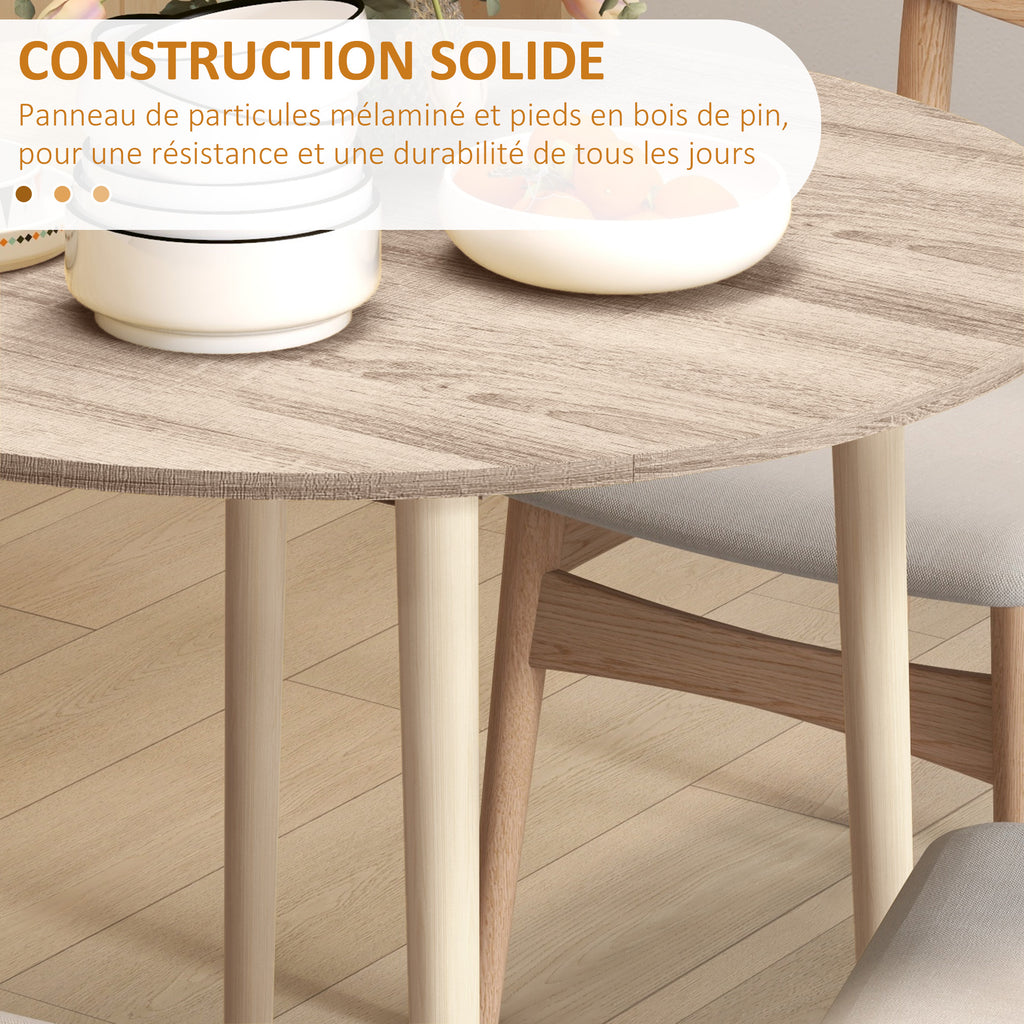 Table de salle à manger pliante 2 abattants - table ronde extensible - peu encombrante avec pieds en bois Ø89 x 73.5H cm-5