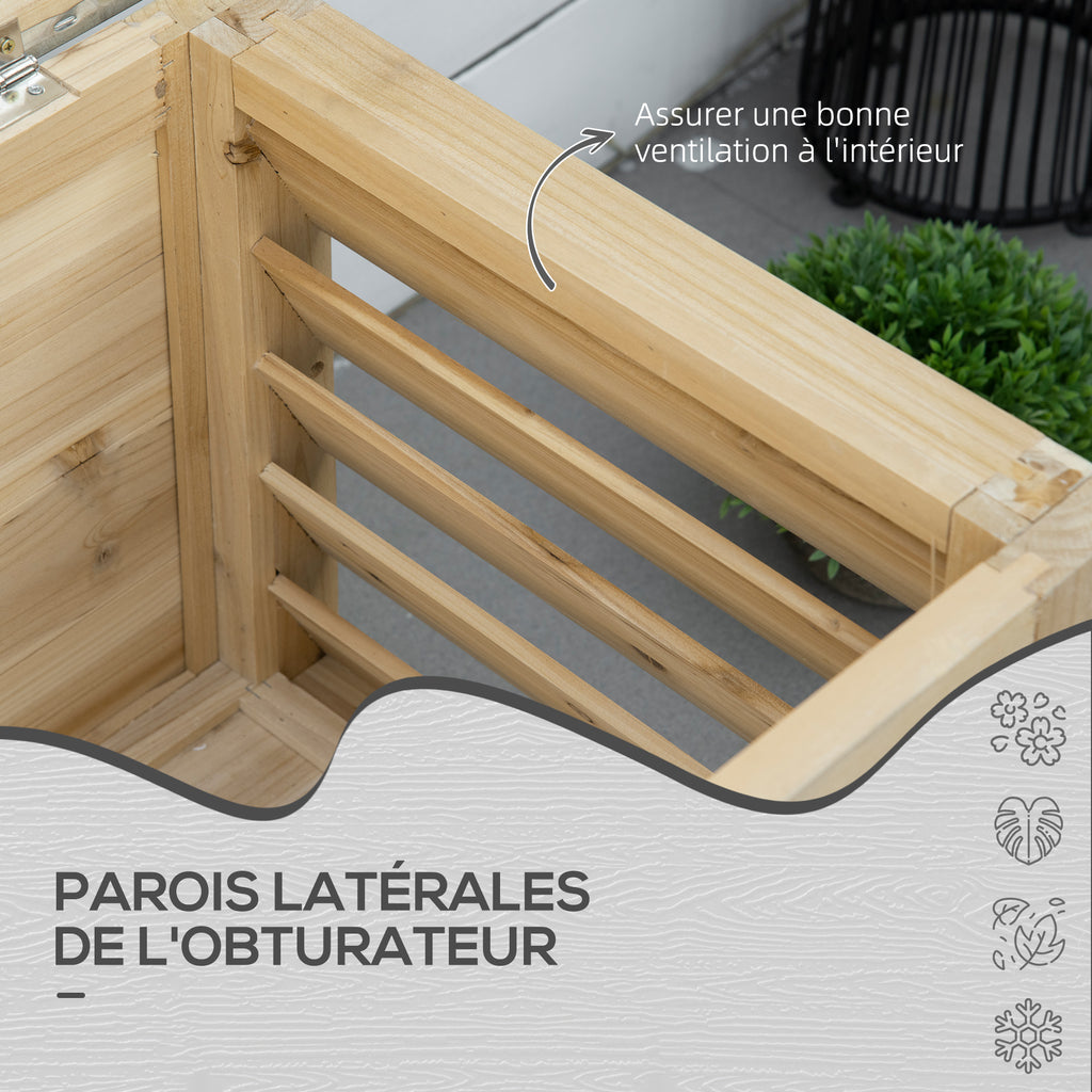 Coffre de jardin en bois et couvercle en métal galvanisé 155L avec vérins - 110 x 50 x 50 cm-6