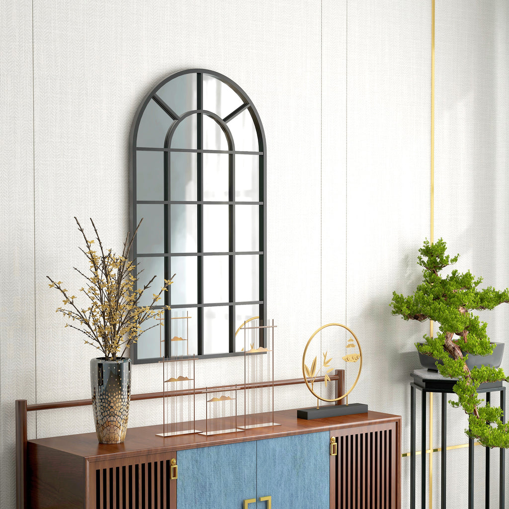 Miroir verrière arche style industriel fenêtre arcade métal 110 x 65 cm noir-7