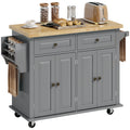 Desserte ilôt de cuisine multi rangements 2 tiroirs 2 placard 2 portes avec étagère range-bouteille-0