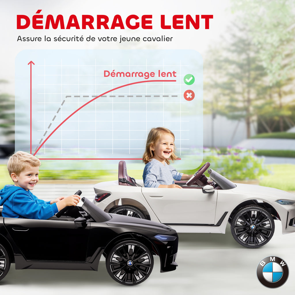 Voiture électrique pour enfants licence BMW I4 12V avec télécommande MP3 Musique Lumières et Ceinture 115x67x45 cm Noir-5