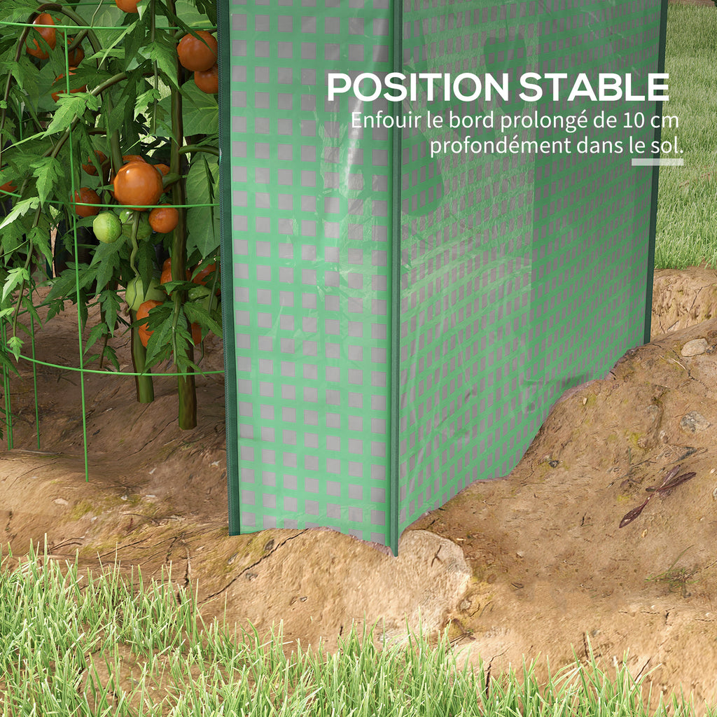 Serre de jardin avec 2 espaces et 2 portes enroulables - 0,8 m² Serre à tomates dim. 1L x 0,8l x 1,5H m, Acier et PE-6