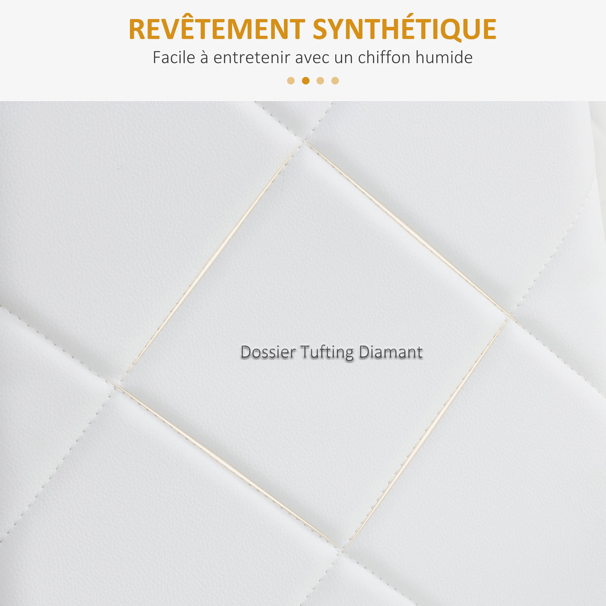 Lot de 4 chaises de salle à manger avec dossier haut, revêtement synthétique et pieds en acier, blanc-4