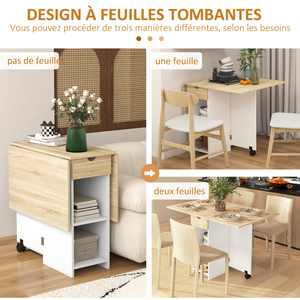 Table à manger pliante table de cuisine extensible pour 2 à 4 personnes 2 abattants 120 x 72 x 75 cm chêne-4