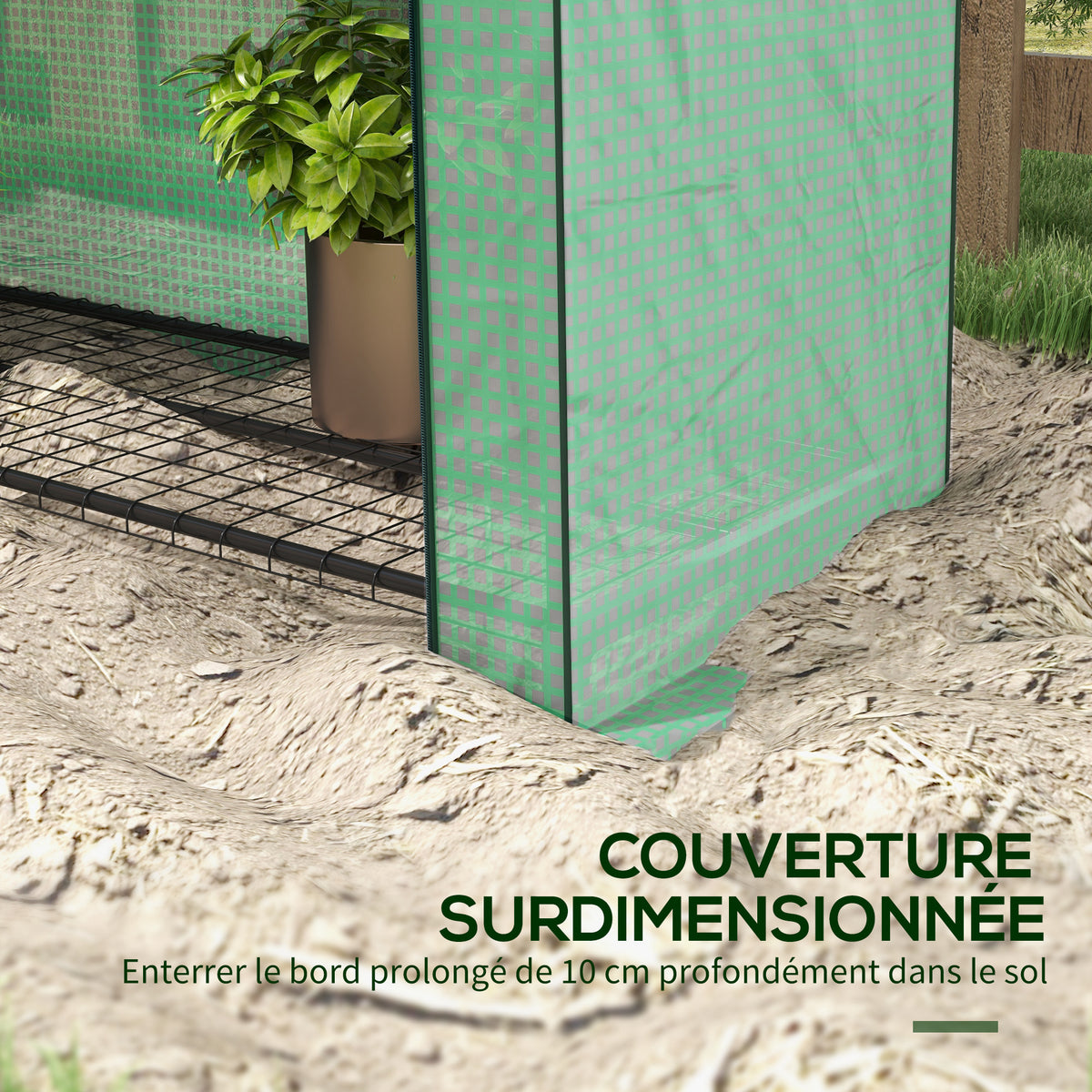 Mini serre de jardin à 4 étages avec bâche PE renforcée, porte enroulable et étagères 120 x 50 x 170 cm, vert-6