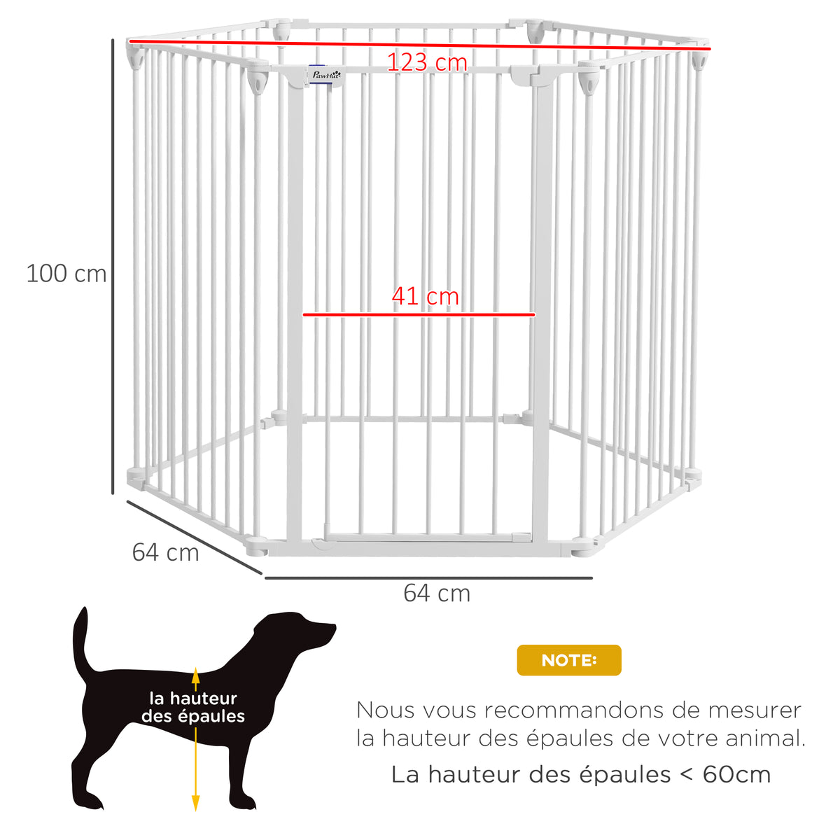 Barrière de sécurité parc enclos chien pliable modulable 6 panneaux avec porte hauteur 100 cm blanc-2