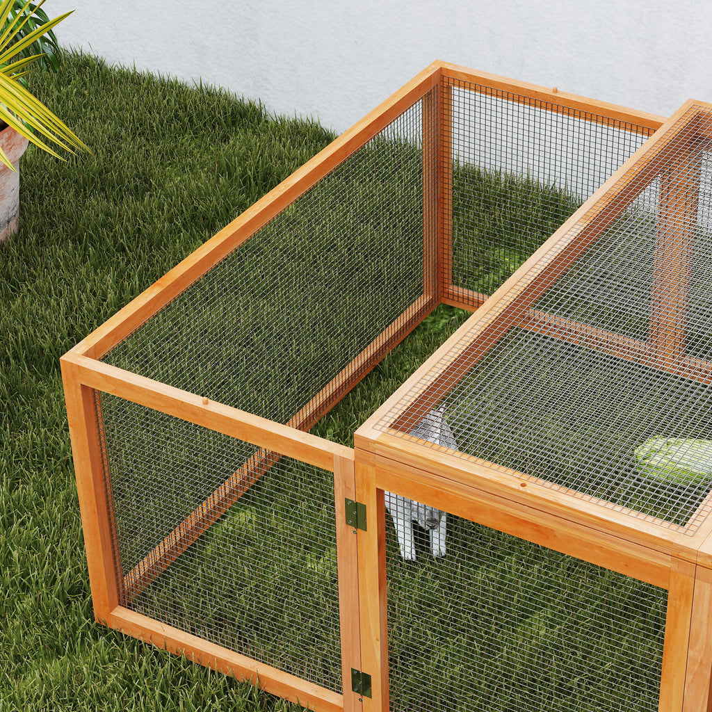 Clapier cage à lapins extérieur intérieur 2 portes supérieures 181L x 100l x 48H cm bois massif marron-8