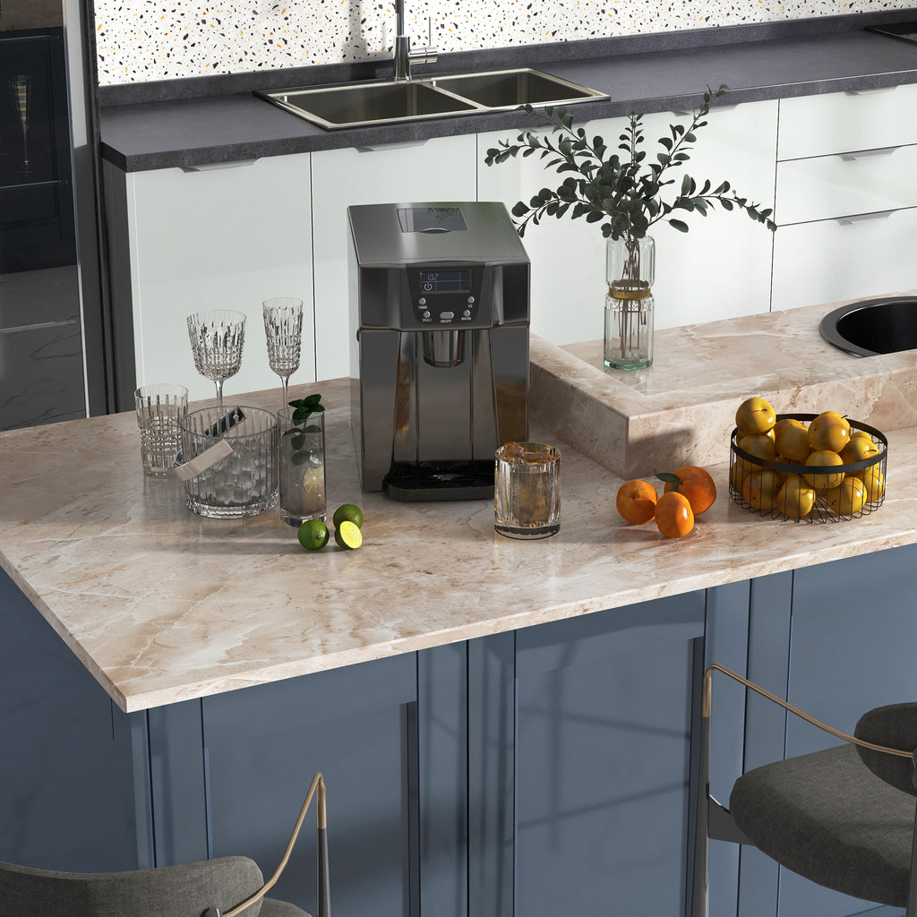 Machine à glaçons avec distributeur d'eau, ice maker, 12kg en 24h, 9 glaçons en 6-10 minutes, 25,2x38,9x36,3cm, noir-9
