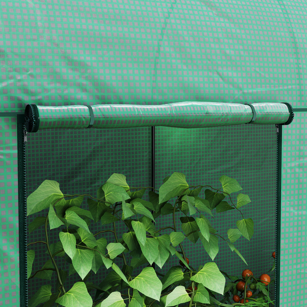 Serre de jardin 2 m² serre à tomates 2 portes zippées enroulables acier PE haute densité anti-UV 2 x 1 x 1,78 m vert-7