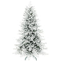 Sapin de Noël artificiel floqué de neige 180 cm, arbre de Noël avec 1815 branche, support en métal pliable, vert-0