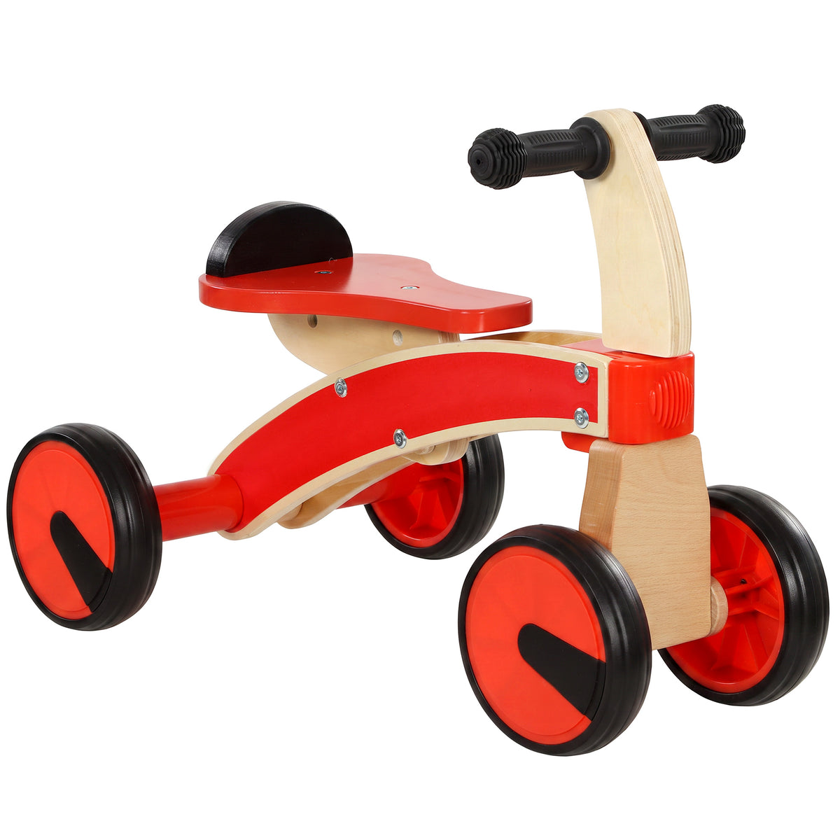 Voiture Porteur pour Enfants, Véhicule à Pousser Sans Pédales avec Roues en EVA et Dossier, 2 à 3 Ans, Rouge-0