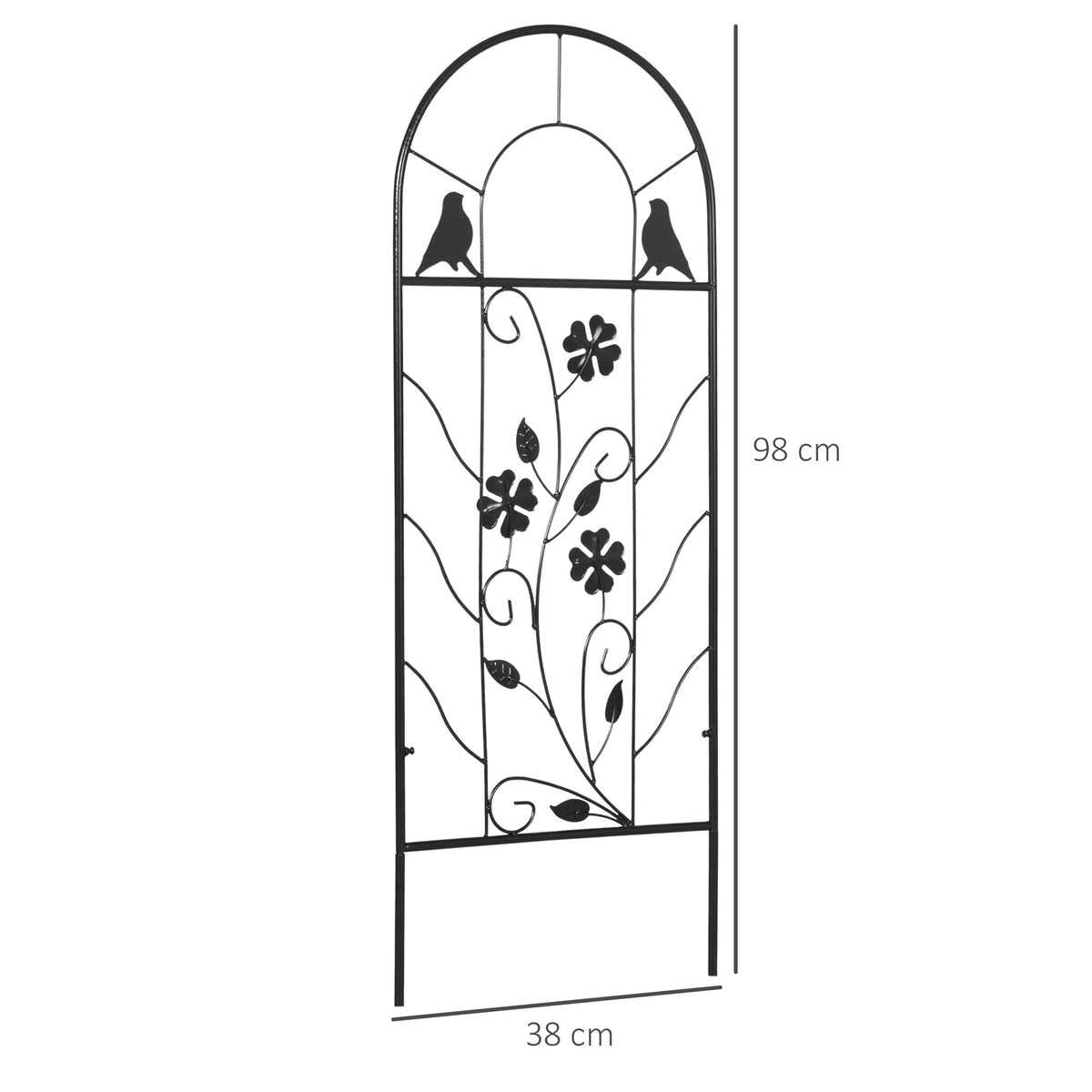 Treillis de jardin lot de 2 support pour plantes grimpantes en métal - 38 x 98 cm noir-2