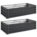 Lot de 2 carrés potagers de jardin rectangulaire tôle d'acier ondulée 120 x 60 x 30,5 cm gris-0