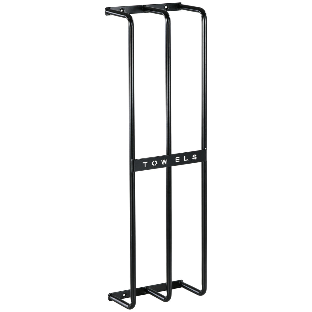 Porte serviettes mural 3 barres en métal noir - peut contenir jusqu'à 6 serviettes, dim. 21l x 12P x 74H cm-0