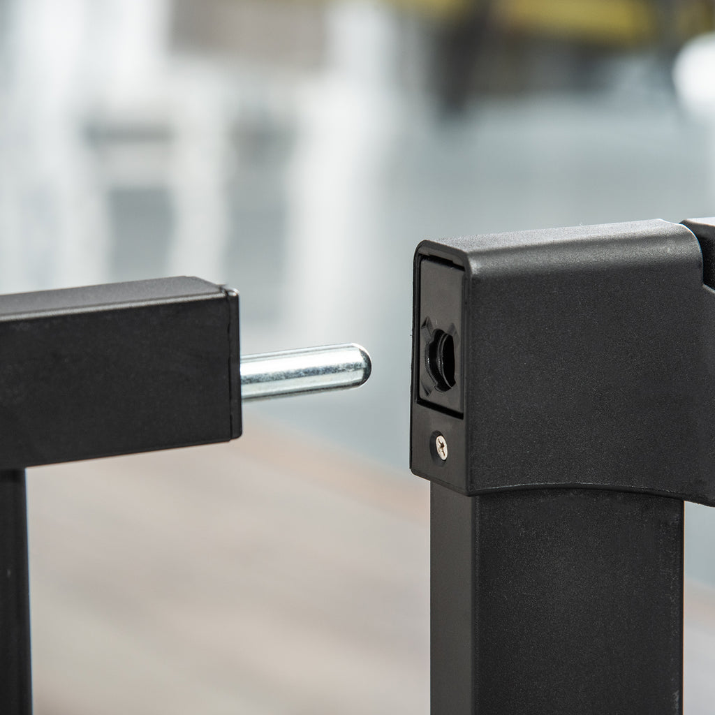 Barrière de sécurité animaux avec porte fermeture automatique système de double verrouillage, acier noir-8