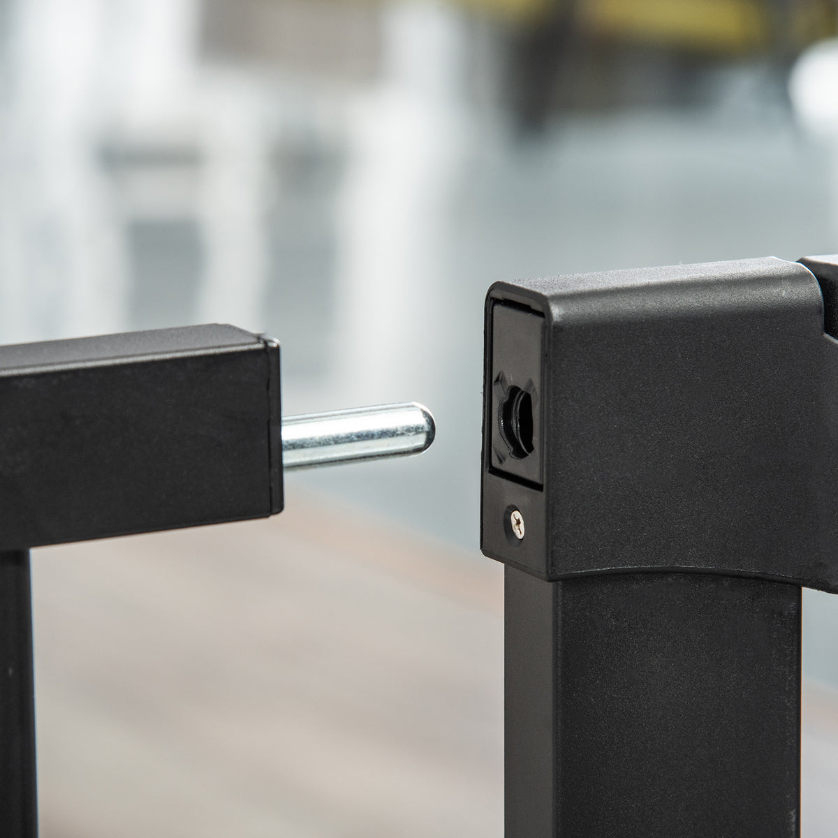 Barrière de sécurité animaux avec porte fermeture automatique système de double verrouillage, acier noir-8