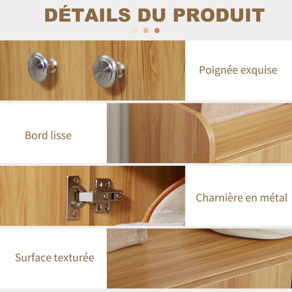 Meuble de rangement à chaussures pour entrée avec 4 compartiments ouverts et placard double porte - étagère réglable-5