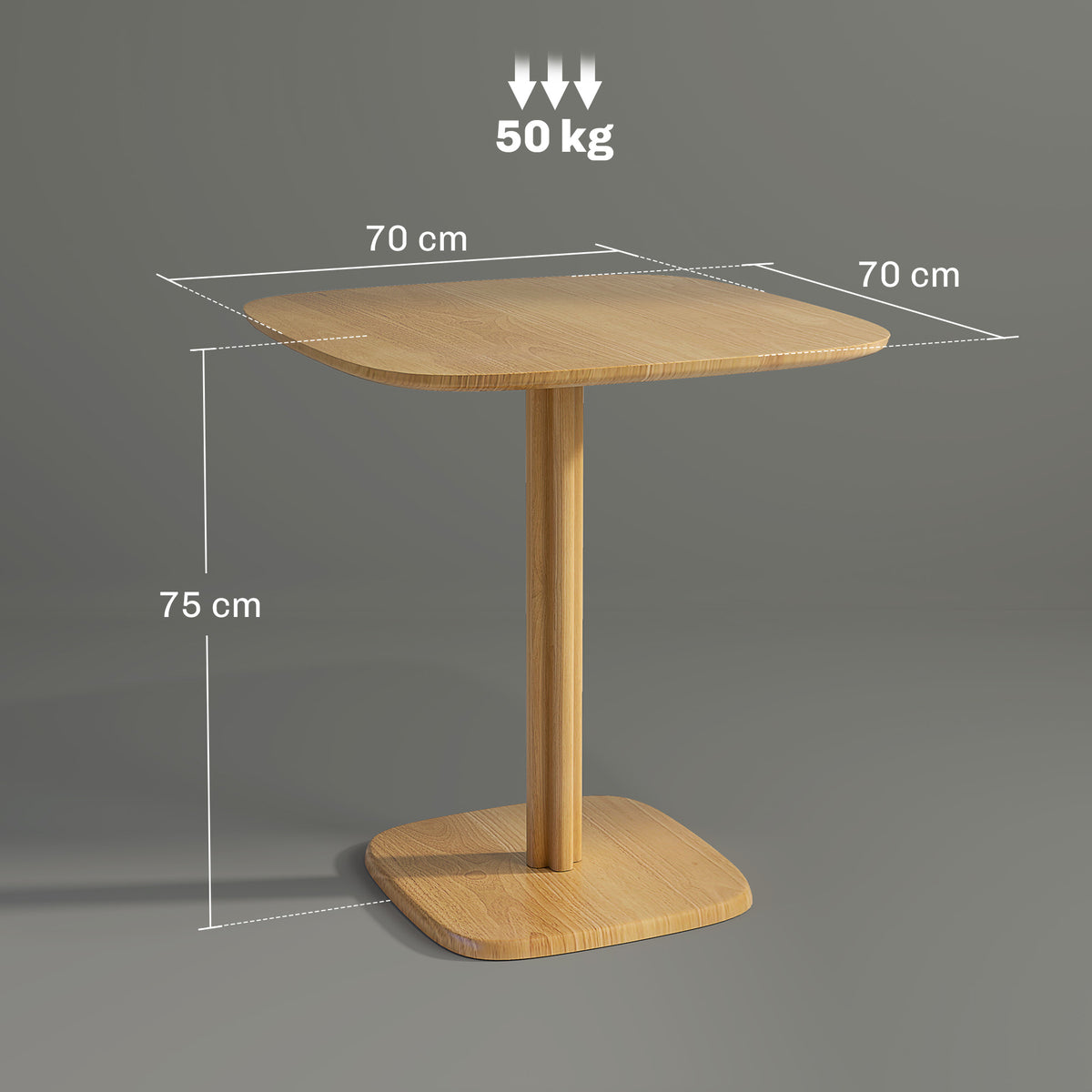 Table à manger pour 4 personne table de cuisine style moderne avec plateau aspect bois, 70 x 70 cm, bois naturel-2